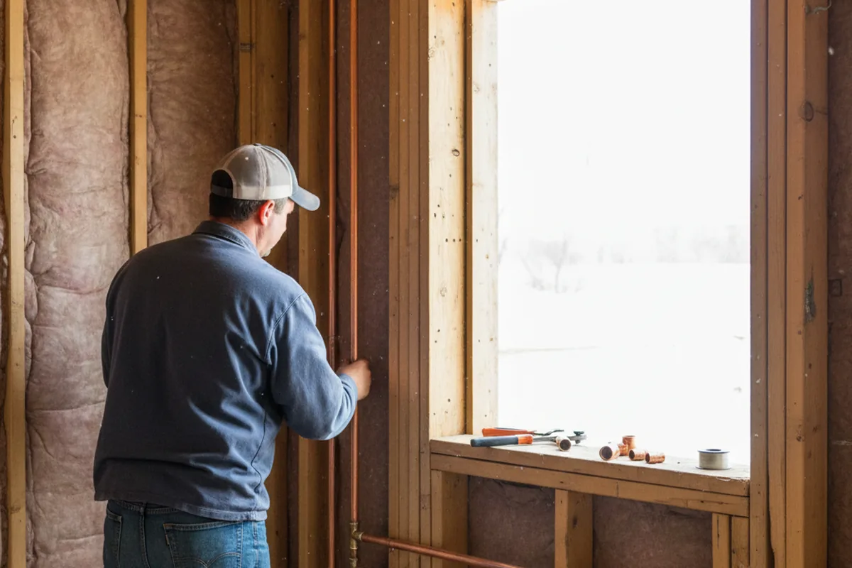 Licensed plumber running new copper supply lines in a Big Lake home