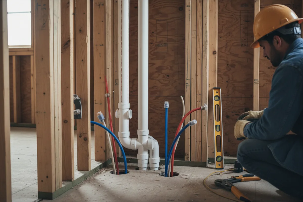 Drain and supply rough-in during Drain Cleaning in Big Lake