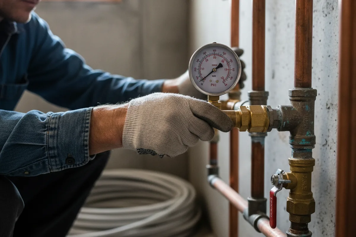 Pressure testing a repaired line during Water Line Repair in Big Lake